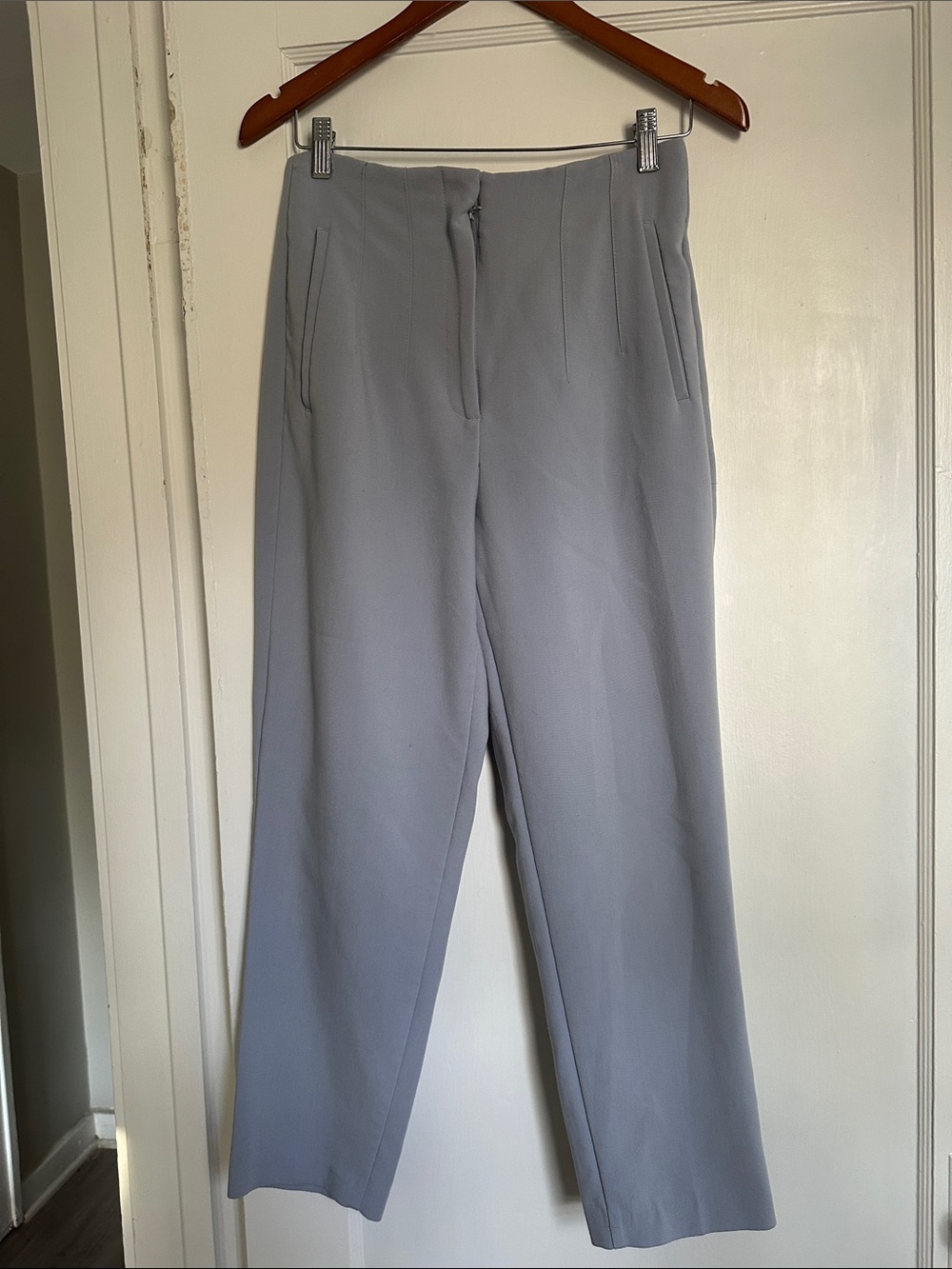 Zara Light Gray Cropped Wide-Leg Pants